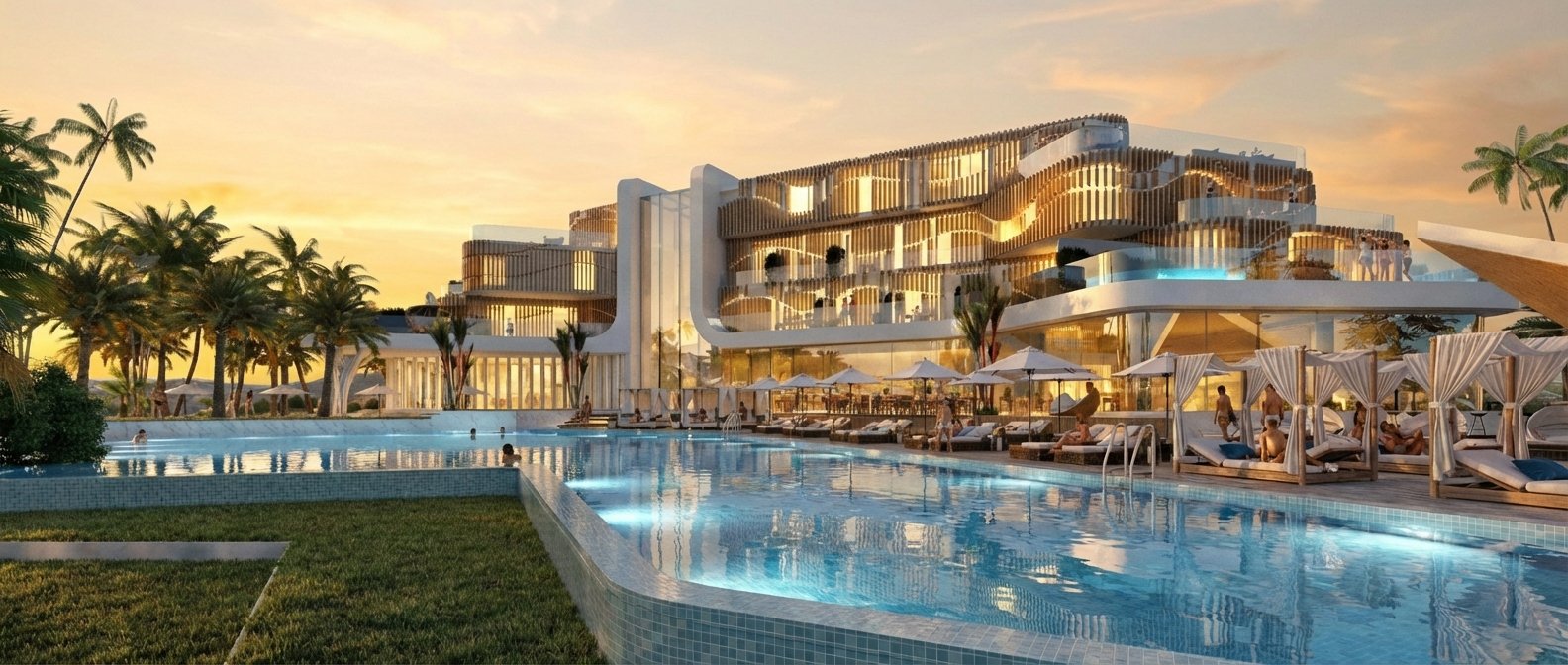 Hotel Resort – Arkitekturë Fluide & Dizajn Eksperiencial (2026)